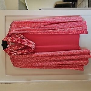 Long sleeve pink shirt with button attached scarf